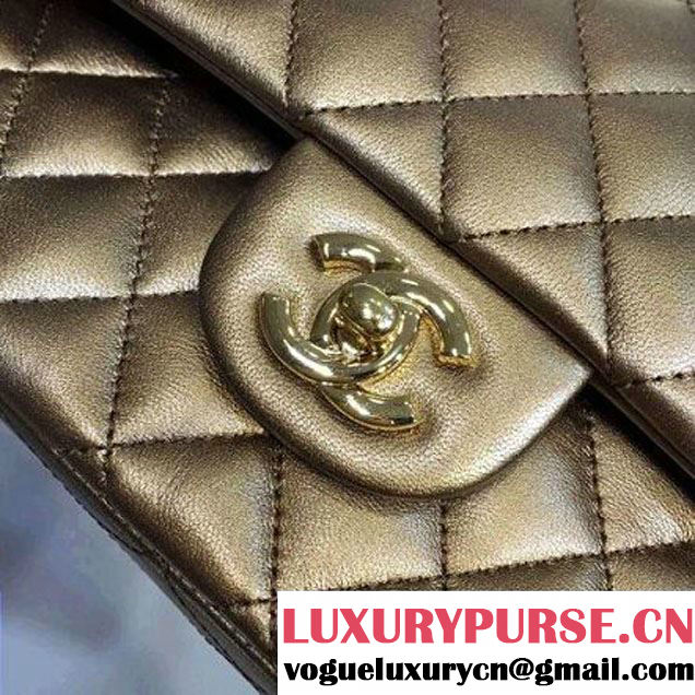 Chanel Gold Lambskin Medium Classic Flap Bag With Gold Hardware (2A143-031001 )