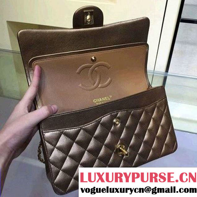Chanel Gold Lambskin Medium Classic Flap Bag With Gold Hardware (2A143-031001 )
