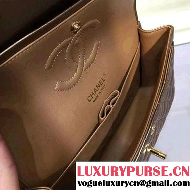 Chanel Gold Lambskin Medium Classic Flap Bag With Gold Hardware (2A143-031001 )