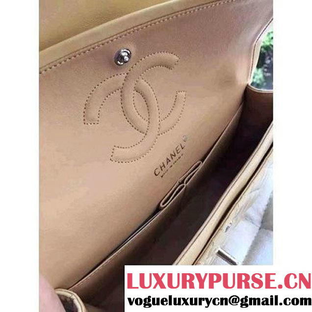 Chanel 1112 Patent Leather Medium Classic Flap Bag Apricot (Silver Hardware) (Hot-6031659 )