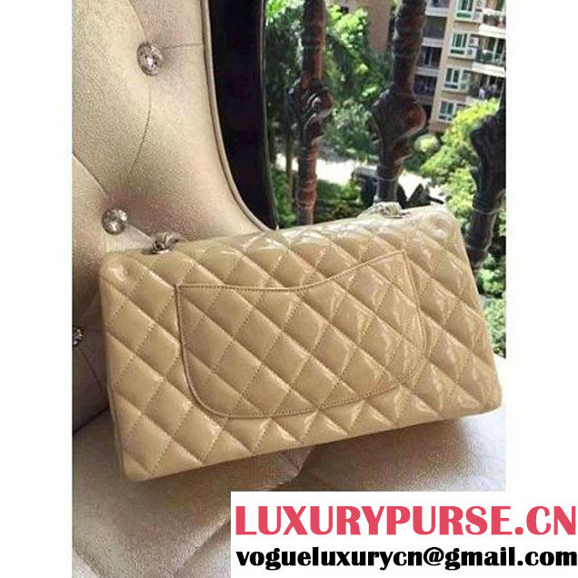 Chanel 1112 Patent Leather Medium Classic Flap Bag Apricot (Silver Hardware) (Hot-6031659 )
