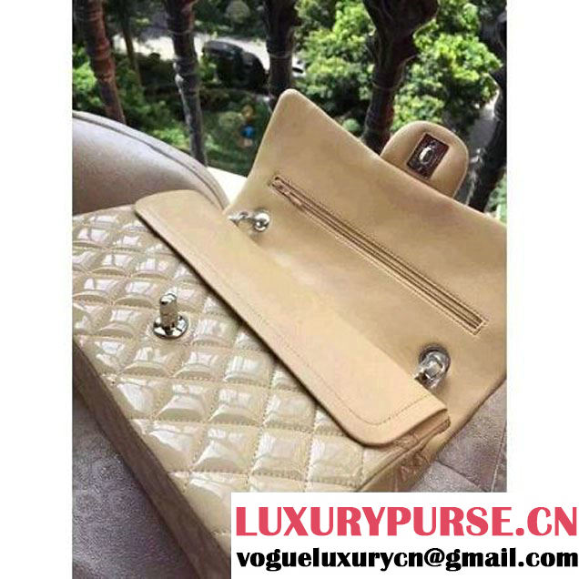 Chanel 1112 Patent Leather Medium Classic Flap Bag Apricot (Silver Hardware) (Hot-6031659 )