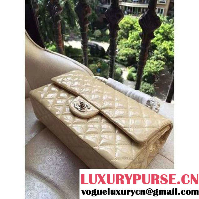 Chanel 1112 Patent Leather Medium Classic Flap Bag Apricot (Silver Hardware) (Hot-6031659 )
