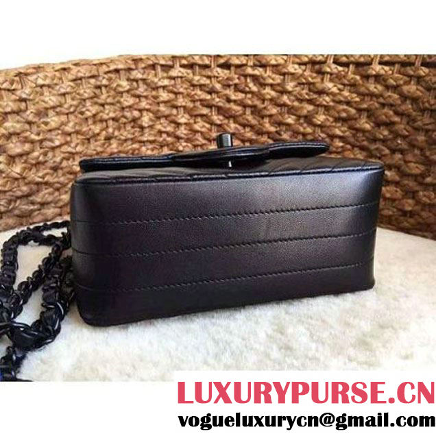 Chanel So Black Lambskin Small Chevron Quilting Classic Flap Bag (1a086-6032150 )