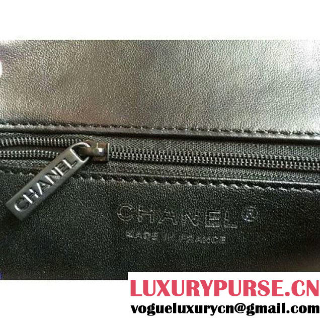 Chanel So Black Lambskin Small Chevron Quilting Classic Flap Bag (1a086-6032150 )