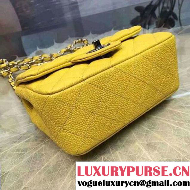 Chanel Mini Classic Flap Bag In Yellow Caviar Calfskin (2A057-6042211 )