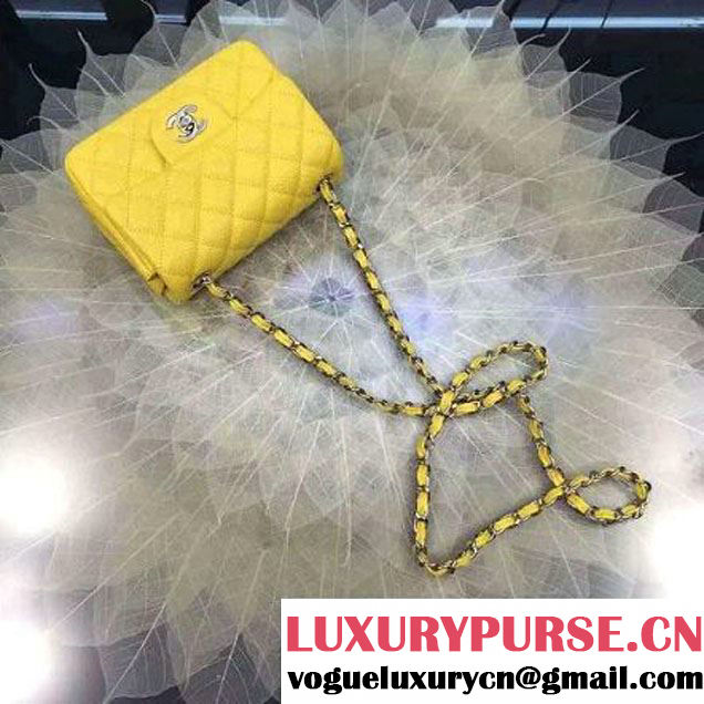 Chanel Mini Classic Flap Bag In Yellow Caviar Calfskin (2A057-6042211 )
