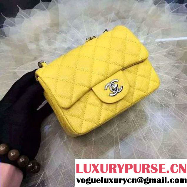Chanel Mini Classic Flap Bag In Yellow Caviar Calfskin (2A057-6042211 )