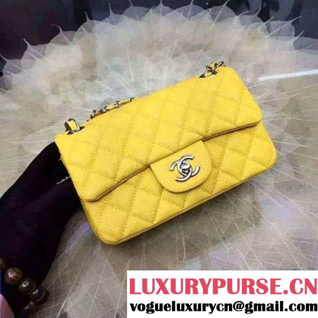 Chanel Small Classic Flap Bag In Yellow Caviar Calfskin (2A057-6042212 )