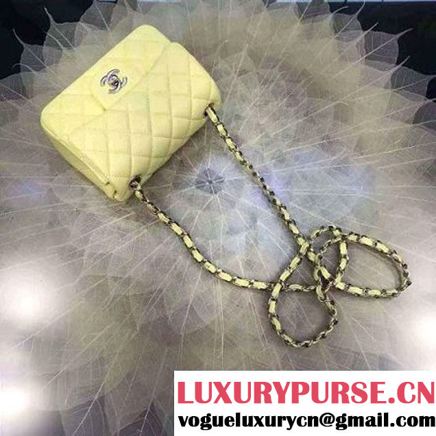 Chanel Mini Classic Flap Bag In Yellow Smooth Calfskin (2A057-6042213 )
