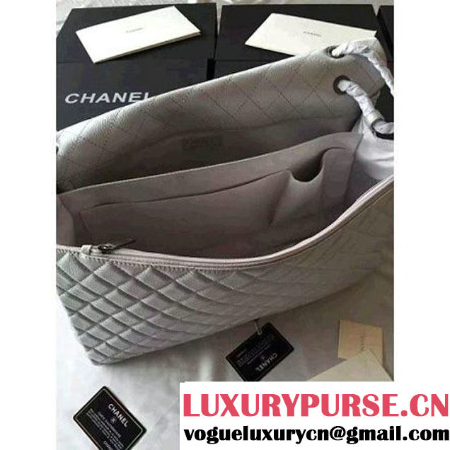 Chanel Metallic Calfskin XXL Large Classic Flap Bag Silver A91169 S/S 2016 (1A001-6042702 )
