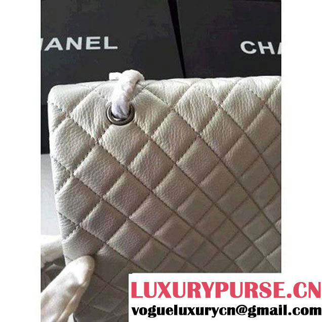 Chanel Metallic Calfskin XXL Large Classic Flap Bag Silver A91169 S/S 2016 (1A001-6042702 )