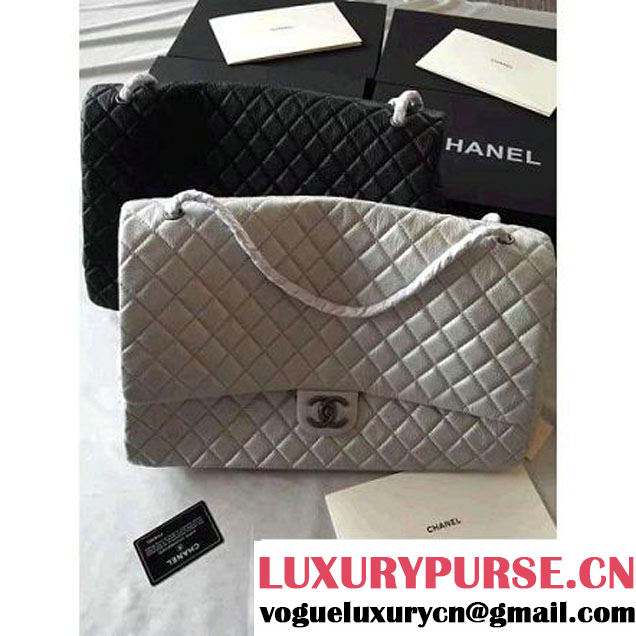 Chanel Metallic Calfskin XXL Large Classic Flap Bag Silver A91169 S/S 2016 (1A001-6042702 )