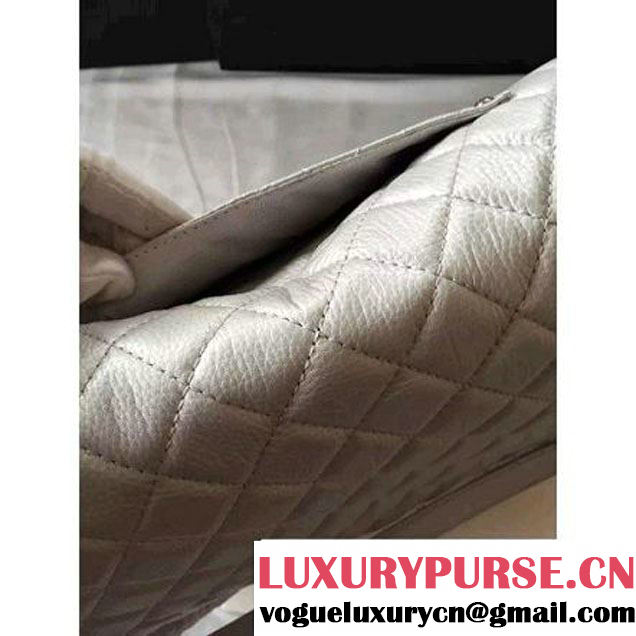 Chanel Metallic Calfskin XXL Large Classic Flap Bag Silver A91169 S/S 2016 (1A001-6042702 )