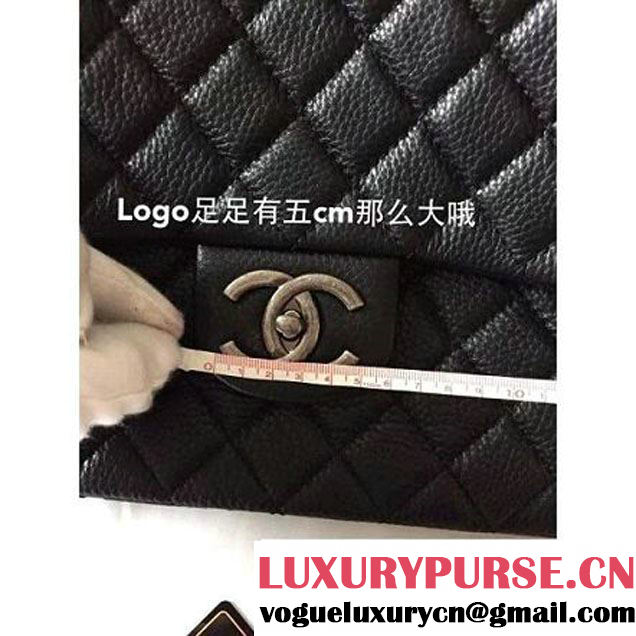 Chanel Metallic Calfskin XXL Large Classic Flap Bag Black A91169 S/S 2016 (1A001-6042703 )