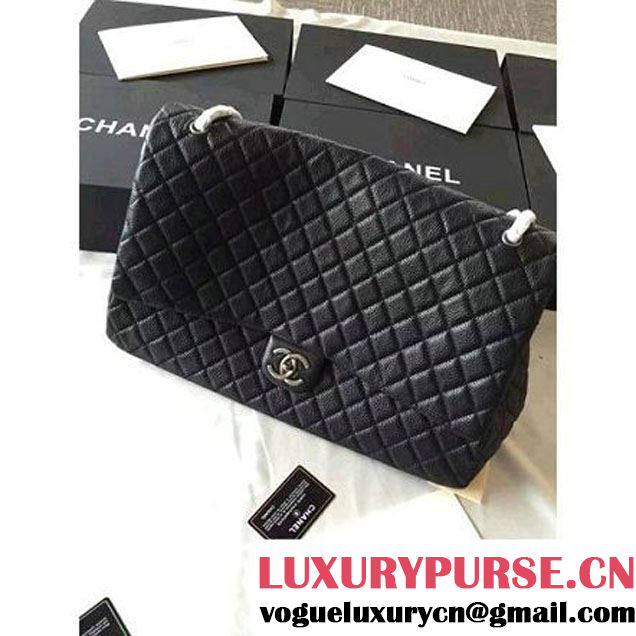 Chanel Metallic Calfskin XXL Large Classic Flap Bag Black A91169 S/S 2016 (1A001-6042703 )