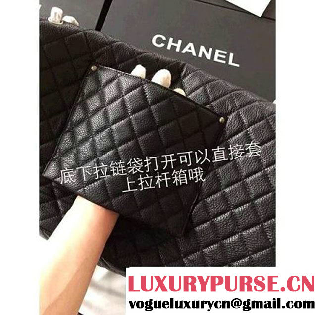 Chanel Metallic Calfskin XXL Large Classic Flap Bag Black A91169 S/S 2016 (1A001-6042703 )
