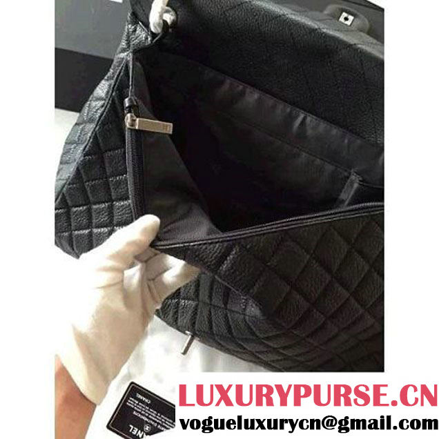 Chanel Metallic Calfskin XXL Large Classic Flap Bag Black A91169 S/S 2016 (1A001-6042703 )