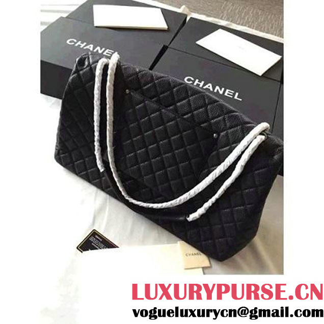 Chanel Metallic Calfskin XXL Large Classic Flap Bag Black A91169 S/S 2016 (1A001-6042703 )