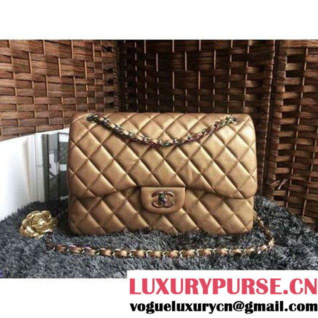 Chanel Jumbo Classic Double Flap Bag In Iridescent Calfskin Bronze (1A086-6051004 )