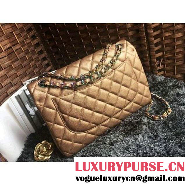 Chanel Jumbo Classic Double Flap Bag In Iridescent Calfskin Bronze (1A086-6051004 )