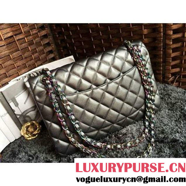 Chanel Jumbo Classic Double Flap Bag In Iridescent Calfskin Grey (1A086-6051005 )
