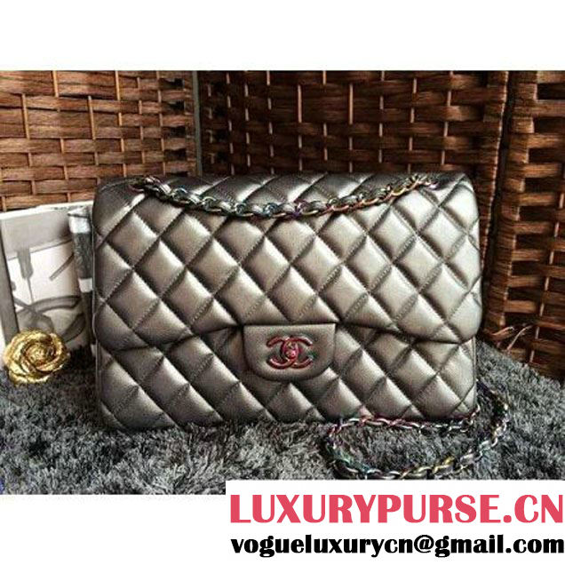 Chanel Jumbo Classic Double Flap Bag In Iridescent Calfskin Grey (1A086-6051005 )