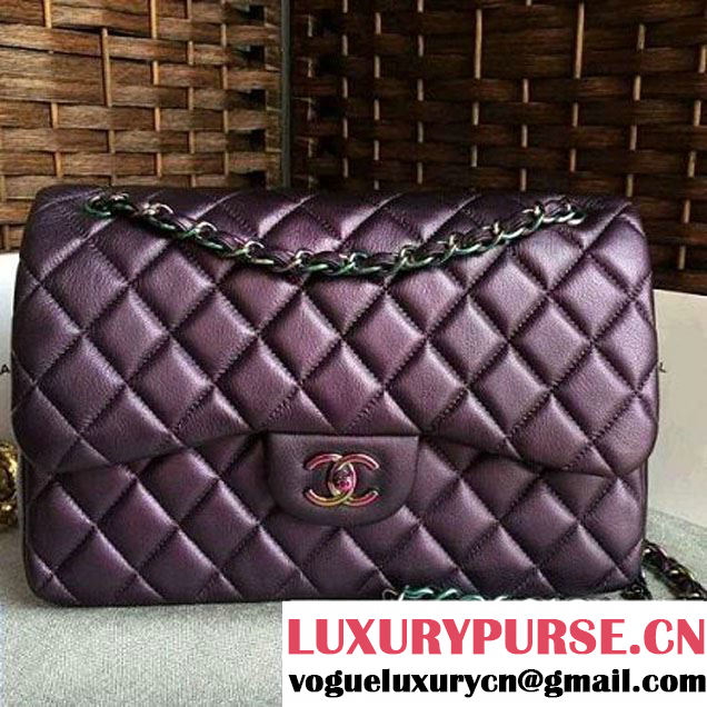 Chanel Jumbo Classic Double Flap Bag In Iridescent Calfskin Purple (1A086-6051006 )