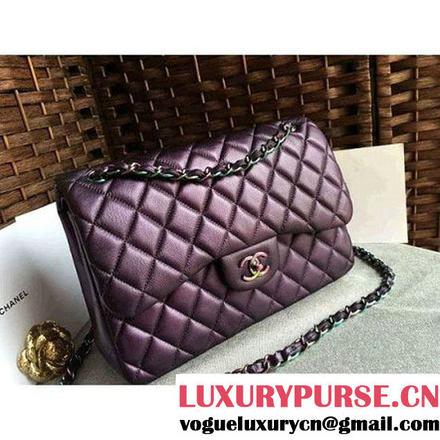 Chanel Jumbo Classic Double Flap Bag In Iridescent Calfskin Purple (1A086-6051006 )