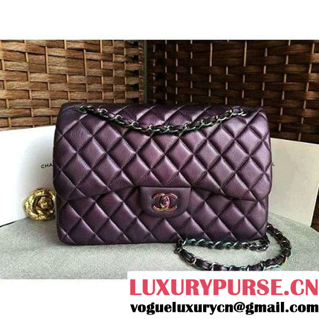 Chanel Jumbo Classic Double Flap Bag In Iridescent Calfskin Purple (1A086-6051006 )