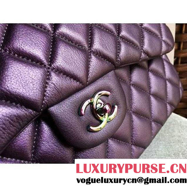 Chanel Jumbo Classic Double Flap Bag In Iridescent Calfskin Purple (1A086-6051006 )