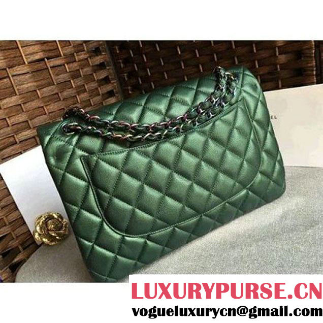 Chanel Jumbo Classic Double Flap Bag In Iridescent Calfskin Green (1A086-6051007 )