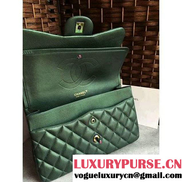 Chanel Jumbo Classic Double Flap Bag In Iridescent Calfskin Green (1A086-6051007 )