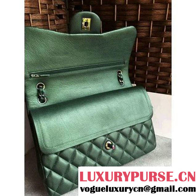 Chanel Jumbo Classic Double Flap Bag In Iridescent Calfskin Green (1A086-6051007 )