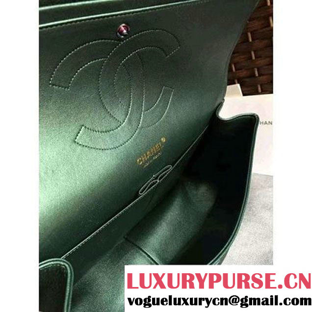 Chanel Jumbo Classic Double Flap Bag In Iridescent Calfskin Green (1A086-6051007 )