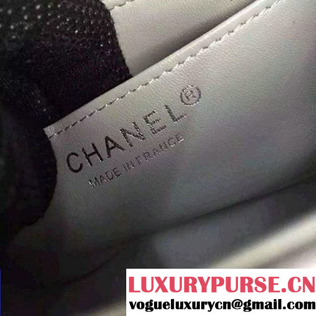 Chanel Mini Grained Calfskin Chevron Classic Flap Bag A01112 Greywhite 2016 (2A058-6052303 )