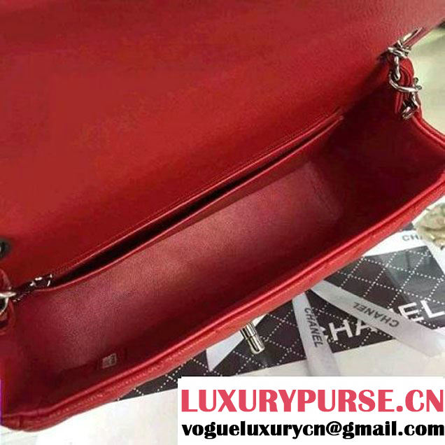 Chanel Small Grained Calfskin Chevron Classic Flap Bag A01112 Red 2016 (2A058-6052305 )