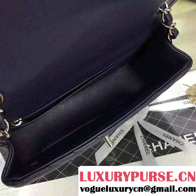 Chanel Small Grained Calfskin Chevron Classic Flap Bag Royal Blue 2016 (2A058-6052306 )