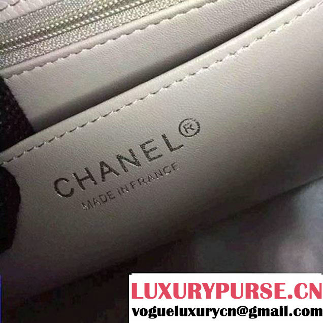 Chanel Small Grained Calfskin Chevron Classic Flap Bag Greywhite 2016 (2A058-6052307 )