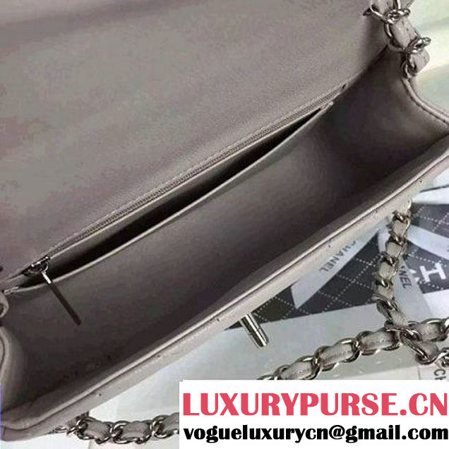 Chanel Small Grained Calfskin Chevron Classic Flap Bag Greywhite 2016 (2A058-6052307 )
