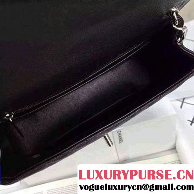 Chanel Small Grained Calfskin Chevron Classic Flap Bag Black 2016 (2A058-6052308 )