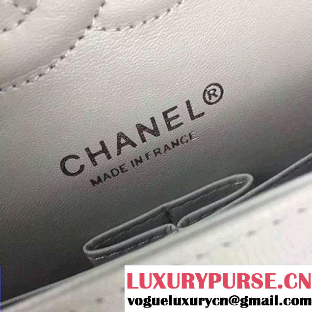 Chanel Medium Grained Calfskin Chevron Classic Flap Bag A01112 Greywhite 2016 (2A058-6052311 )