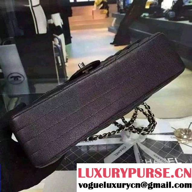 Chanel Medium Grained Calfskin Chevron Classic Flap Bag A01112 Black 2016 (2A058-6052312 )
