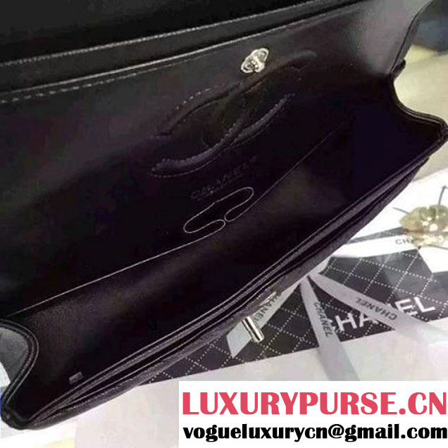 Chanel Medium Grained Calfskin Chevron Classic Flap Bag A01112 Black 2016 (2A058-6052312 )