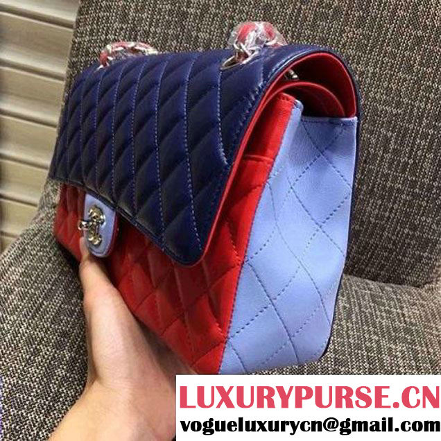 Chanel Medium Lambskin Muticolor Classic Flap Bag Navy/Red (FTH-6052503 )