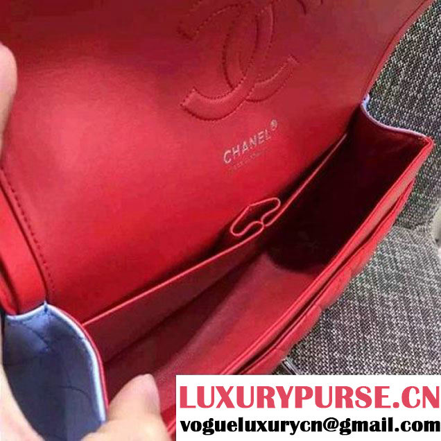 Chanel Medium Lambskin Muticolor Classic Flap Bag Navy/Red (FTH-6052503 )