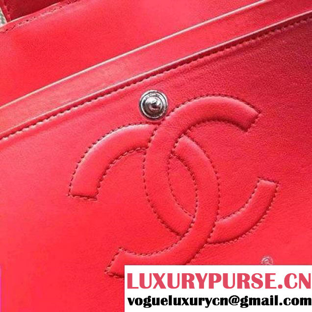Chanel Medium Lambskin Muticolor Classic Flap Bag Navy/Red (FTH-6052503 )