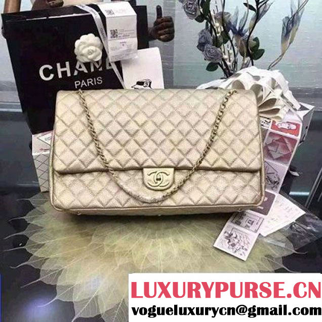 Chanel Metallic Calfskin XXL Large Classic Flap Bag Gold A91169 S/S 2016 (2A057-6052304 )