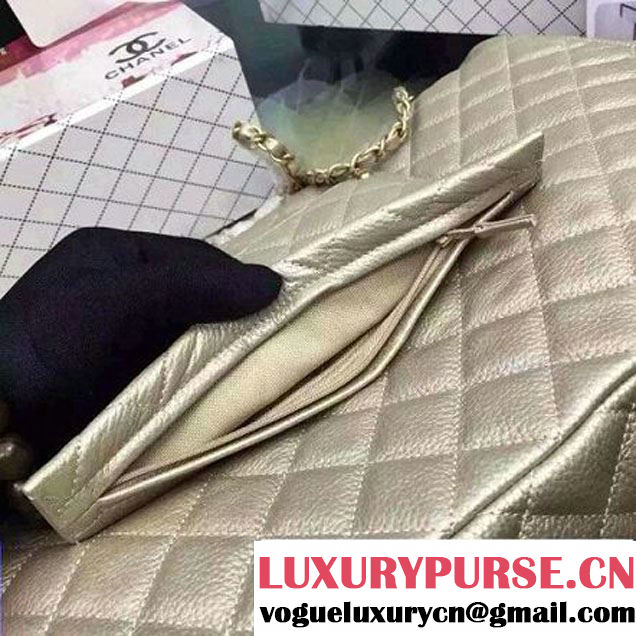 Chanel Metallic Calfskin XXL Large Classic Flap Bag Gold A91169 S/S 2016 (2A057-6052304 )