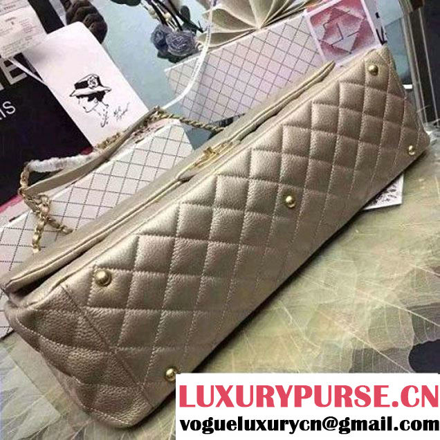 Chanel Metallic Calfskin XXL Large Classic Flap Bag Gold A91169 S/S 2016 (2A057-6052304 )